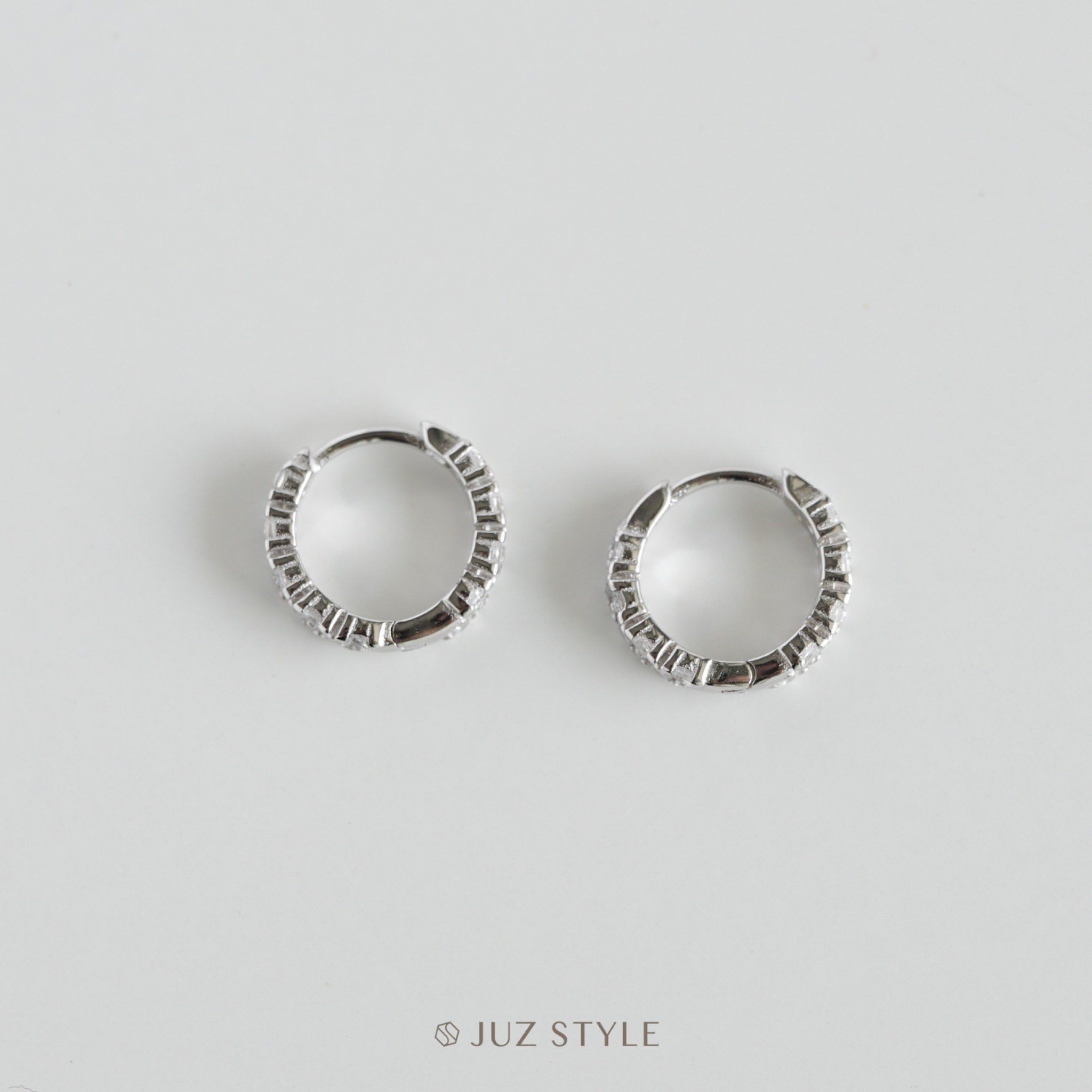  Bông tai bạc Cz zigzag hoop 