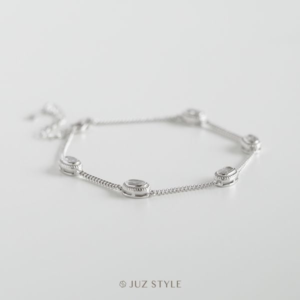 Lắc tay bạc Oval Cz stones 