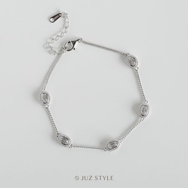  Lắc tay bạc Oval Cz stones 