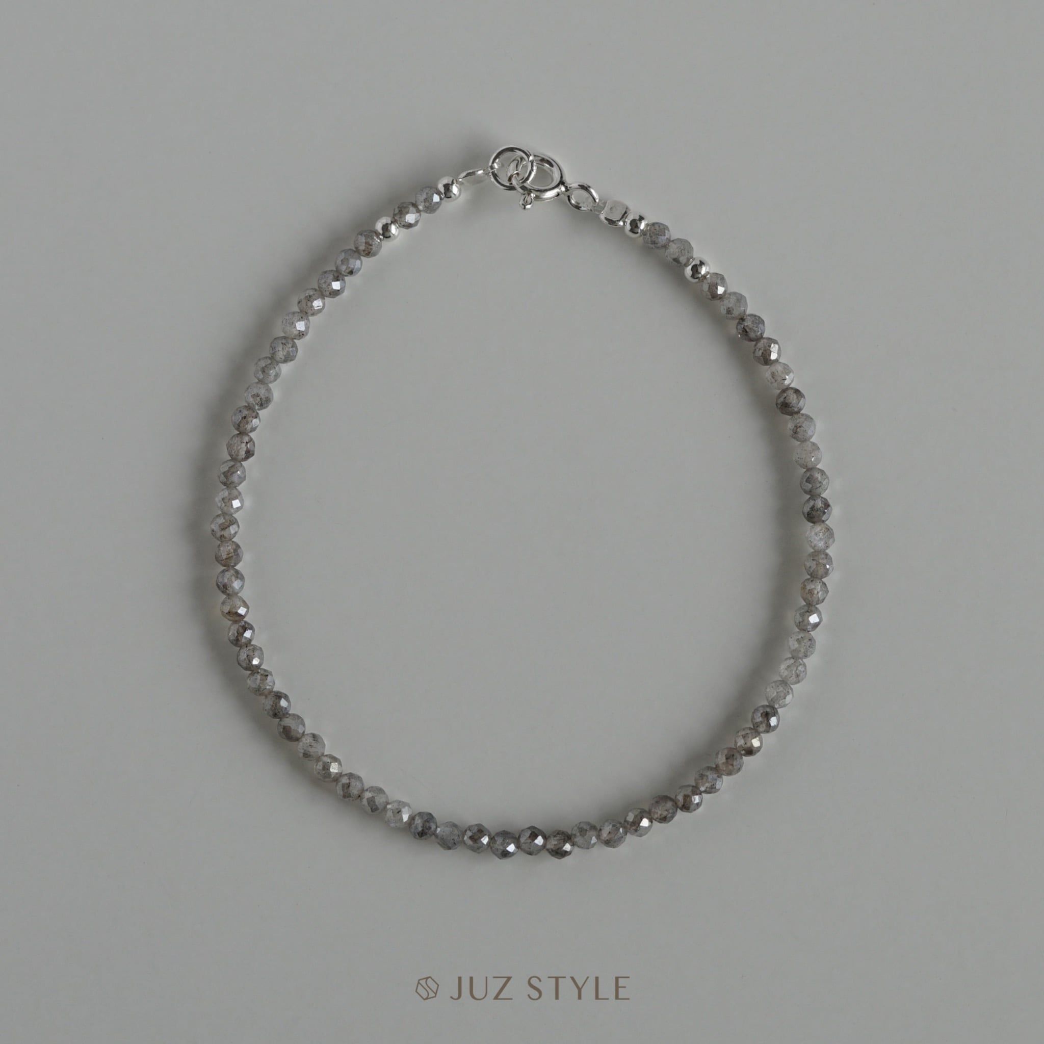  Vòng tay đá Labradorite (silver coated) 2.3mm 