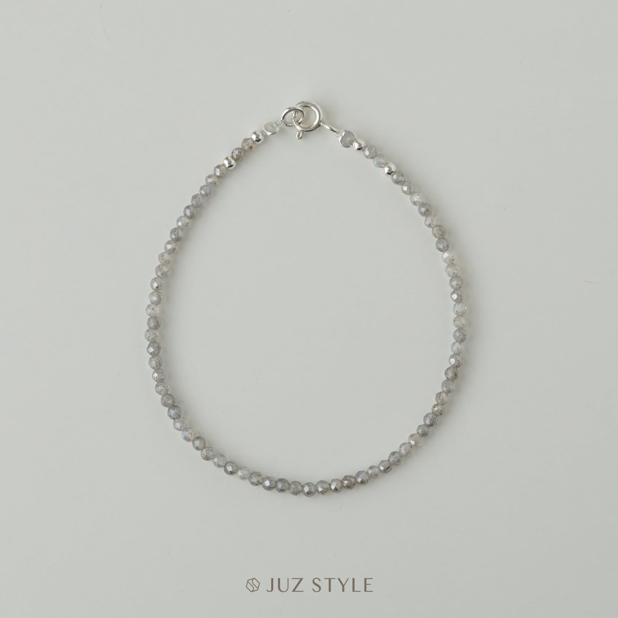  Vòng tay đá Labradorite silver coated 2.2mm 