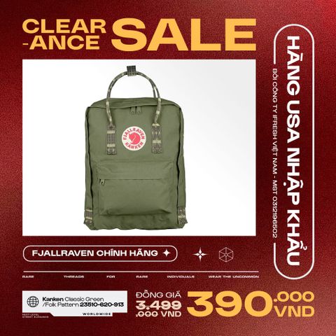 Kanken Classic Backpack Green/Folk Pattern 23510-620-913