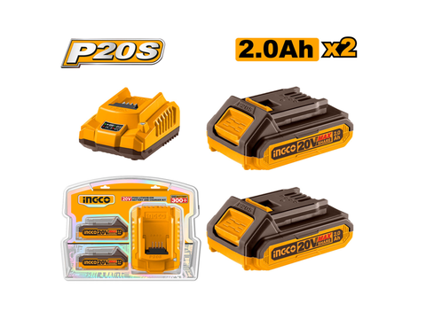 Bộ 2 Pin 2.0Ah (FBLI20011) + 1 Đầu Sạc (FCLI2001) INGCO FBCPK1222