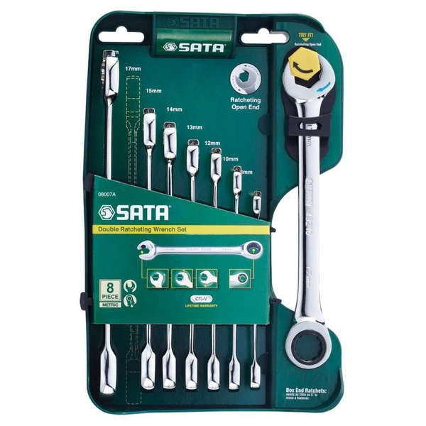 Bộ Cờ Lê Tự Động 2 Đầu Vòng Miệng SATA 08007A 8 Chi Tiết Chính Hãng - hình ảnh sản phẩm thực tế 1