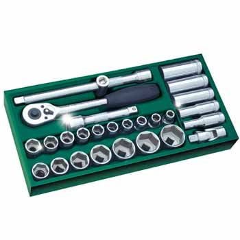 Bộ Khay Đầu Tuýp 27 Chi Tiết Sata 09903 Chính Hãng Cho Gara Và Xưởng Cơ Khí - hình ảnh sản phẩm thực tế 1