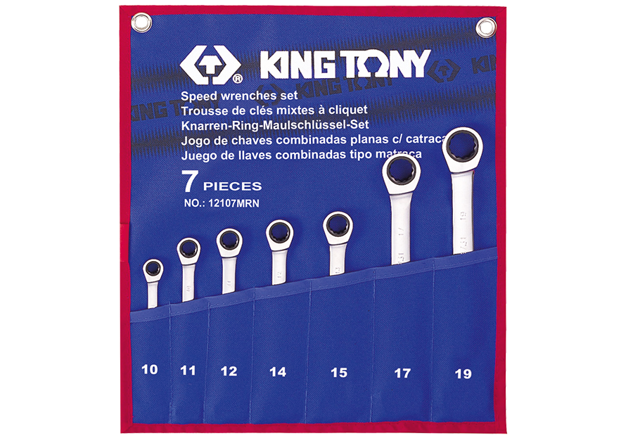 Bộ cờ lê vòng miệng tự động 7 chi tiết Kingtony 12107MRN (10 - 19mm) - hình ảnh sản phẩm thực tế 1