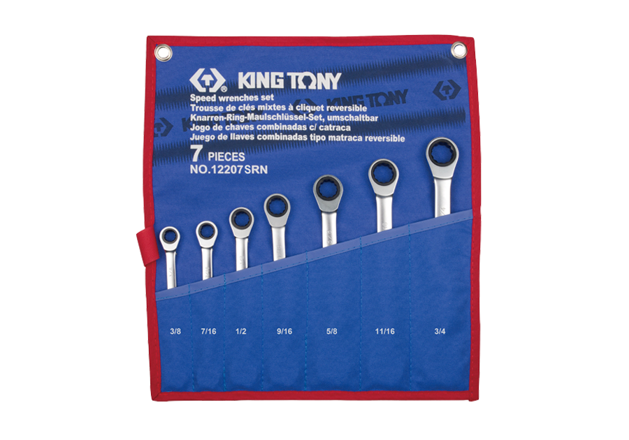 Bộ cờ lê vòng miệng tư động 7 cái hệ Inch Kingtony 12207SRN - hình ảnh sản phẩm thực tế 1