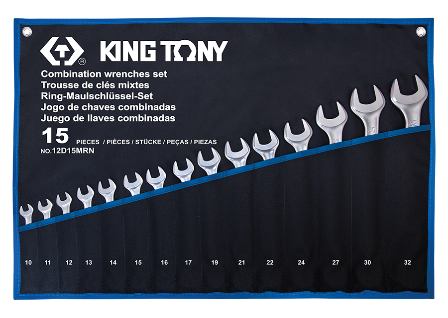 Bộ cờ lê vòng miệng siêu nhẹ 10-32mm 15 món KINGTONY 12D15MRN - hình ảnh sản phẩm thực tế 1
