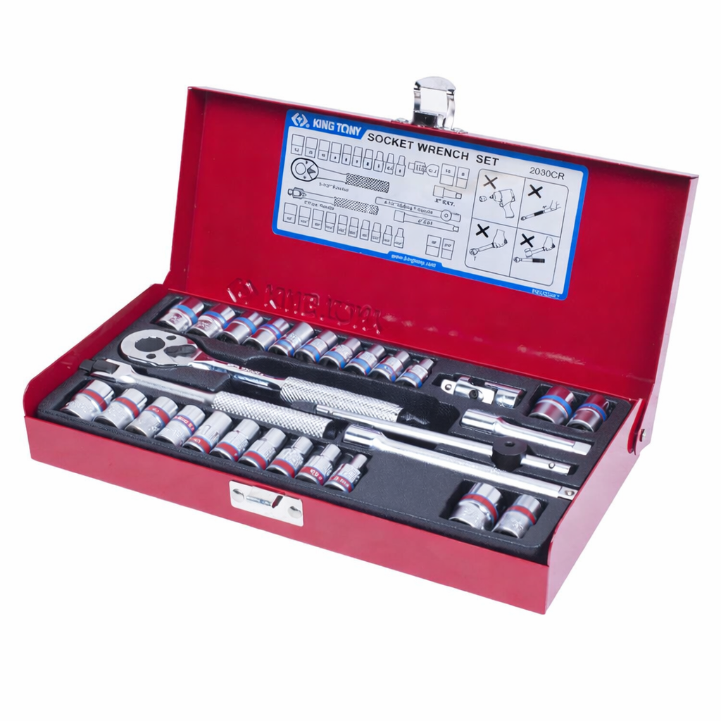 1/4" bộ tuýp 30 chi tiết hệ mét Kingtony 2030CR