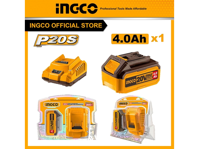 Bộ 1 Pin 4.0Ah (FBLI20021) + 1 Sạc (FCLI2001) INGCO FBCPK1214