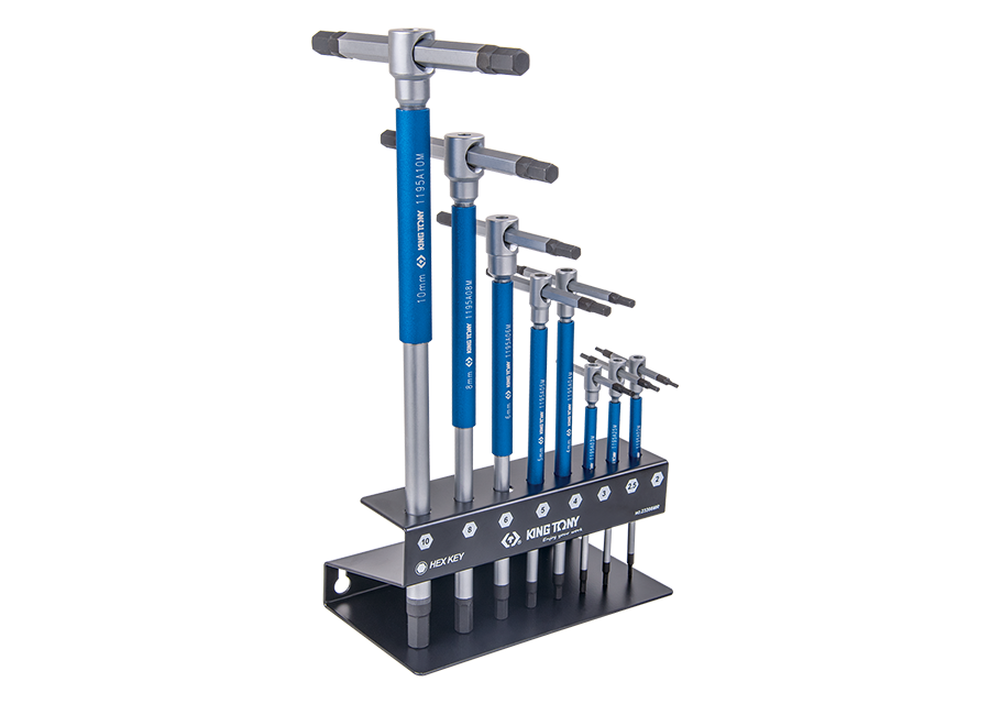 Bộ lục giác chữ T cán trượt, thân xoay Kingtony 23208MR có 8 chi tiết (2-10mm)