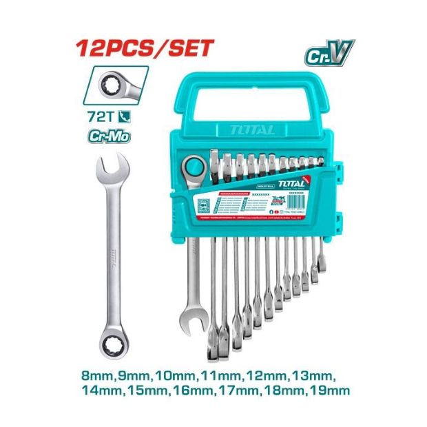 Bộ 12 cờ lê vòng miệng xoay chiều Total THT102RK0126 - hình ảnh sản phẩm thực tế 1