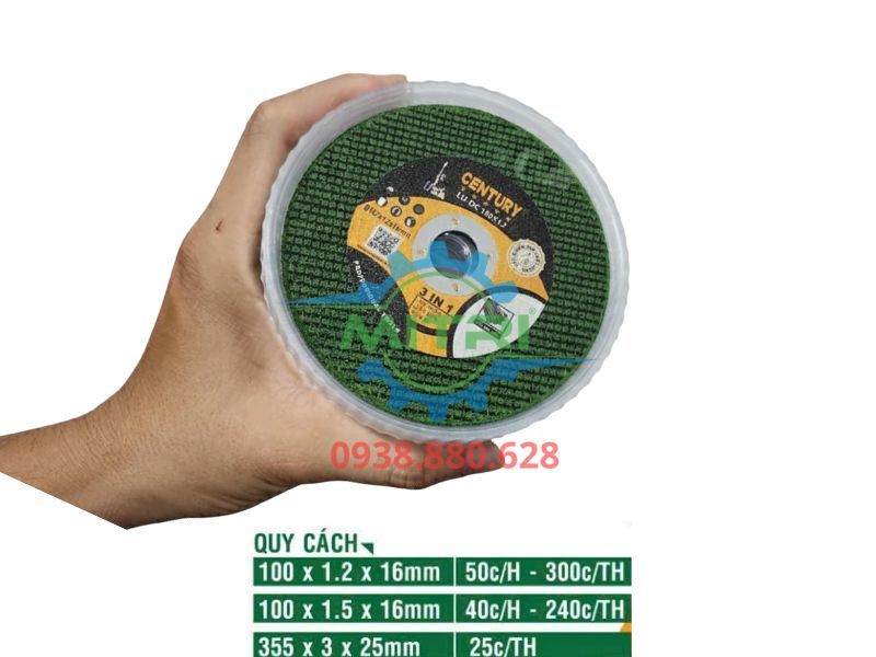 Đá cắt sắt xanh Century 100mm x 1.5mm x 16mm 1 hộp 40 viên (Không bán lẻ) - hình ảnh sản phẩm thực tế 1