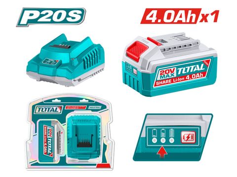 Bộ 1 pin 4.0 Ah và 1 sạc 20V Total TFBCPK1012