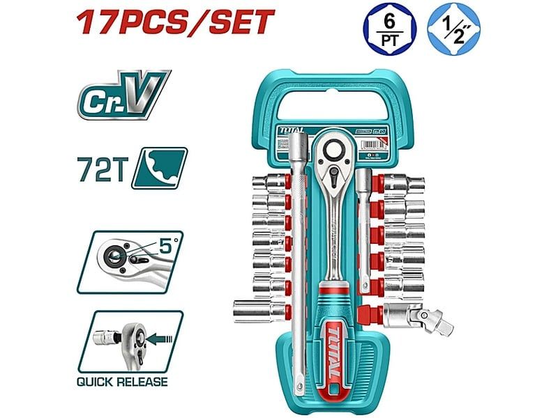 Bộ 17 đầu tuýp 1/2 inch Total THT121171