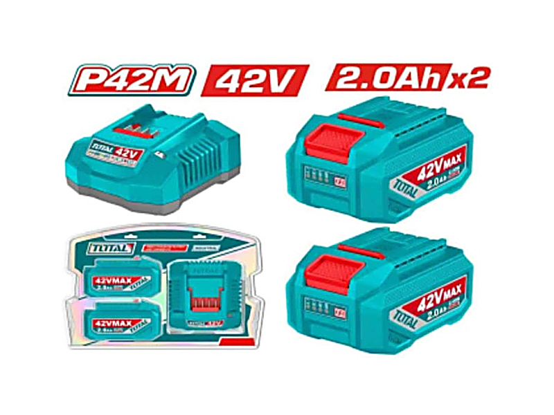 Bộ 2 Pin Lithium-ion 42V 2.0Ah, 1 Sạc 2A Total (TFBCPM20221)