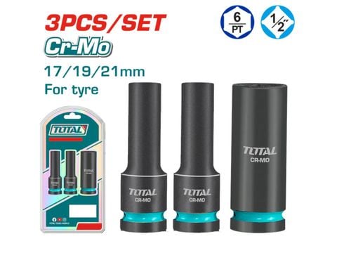 Bộ 3 Đầu Tuýp Tác Động Sâu Dr 1/2" TOTAL THKISD12042L