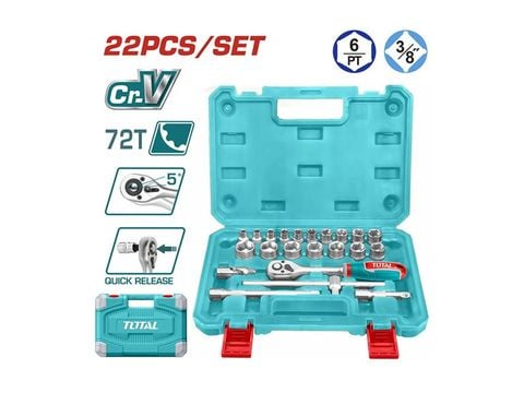 Bộ 46 đầu tuýp 1/4" Total THT381221