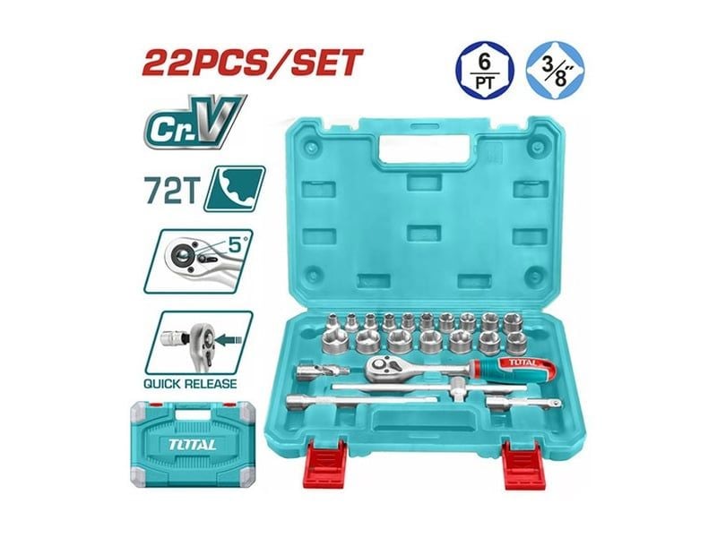 Bộ 46 đầu tuýp 1/4" Total THT381221