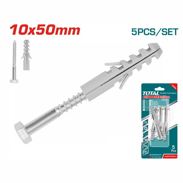 Bộ 5 tắc kê và vít lục giác ST6.5x65mm Total WJSPK7006512 - hình ảnh sản phẩm thực tế 1