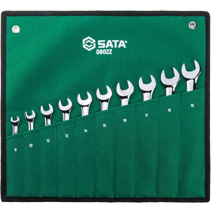 Bộ Cờ Lê Vòng Miệng SATA 08022 10 Chi Tiết 8-19mm CRV Chính Hãng - hình ảnh sản phẩm thực tế 1