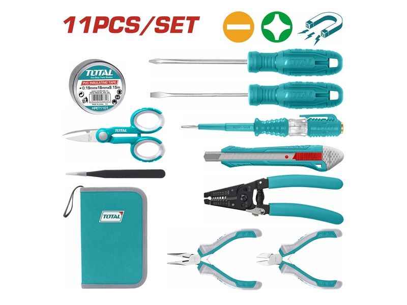 Bộ đồ nghề cho thợ điện 11 chi tiết Total TKETS0111 - hình ảnh sản phẩm thực tế 1
