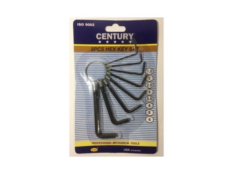Bộ lục giác 8 cây vĩ ( sò 8 ) [ 1.5, 2, 2.5, 3, 4, 5, 5.5, 6 mm ] LG đen CENTURY BLG8CV - hình ảnh sản phẩm thực tế 1