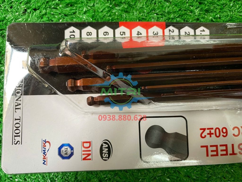 Bộ lục giác đầu bi 9 cây hệ mét xi nâu Top AWT-30004-BK - hình ảnh sản phẩm thực tế 4
