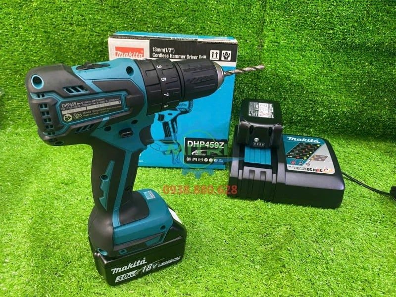 Máy Khoan Búa Vặn Vít Dùng Pin Makita DHP459Z Kèm 2 Pin 3.0Ah Và 1 Sạc Chính Hãng Tại Minh Triết - hình ảnh sản phẩm thực tế 1