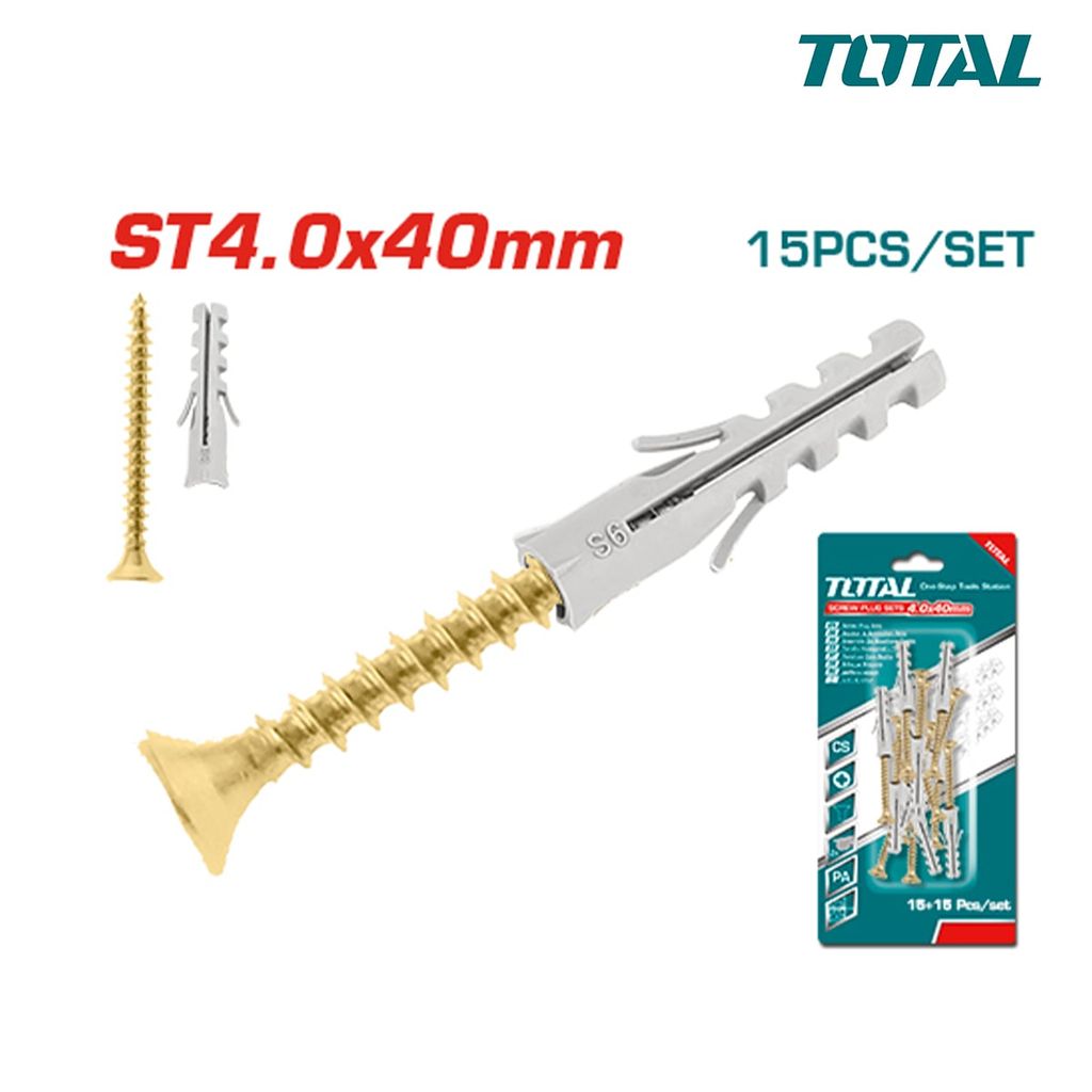 Bộ 15 tắc kê và vít ST4.0x40mm Total WJSPK4504512 - hình ảnh sản phẩm thực tế 1