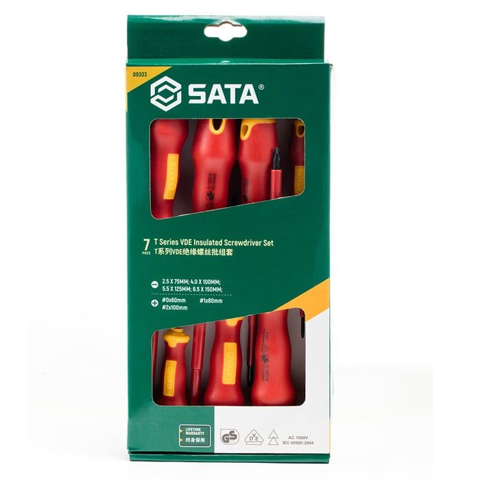Bộ Tuốc Nơ Vít Cách Điện VDE 1000V 7 Chi Tiết SATA 09303 - hình ảnh sản phẩm thực tế 1