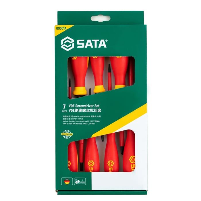 Bộ Tuốc Nơ Vít Cách Điện 7 Chi Tiết SATA 09301A VDE 1000V - hình ảnh sản phẩm thực tế 1