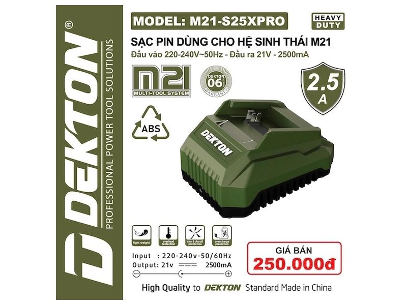 Đế sạc pin 21V/2.5A DEKTON M21-S25XPRO - hình ảnh sản phẩm thực tế 1