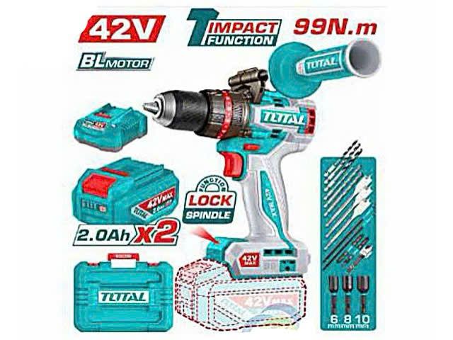 Máy khoan động lực dùng pin 42V Total (2 Pin 2.0Ah, 1 Sạc) (TIDLI429982) - hình ảnh sản phẩm thực tế 1