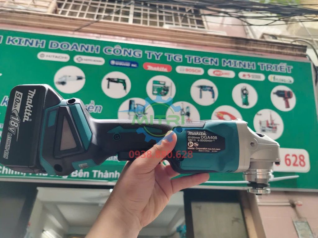 Máy Mài Góc Dùng Pin Makita DGA408RTJ1 18V Chính Hãng Có Sẵn Tại Minh Triết - hình ảnh sản phẩm thực tế 1