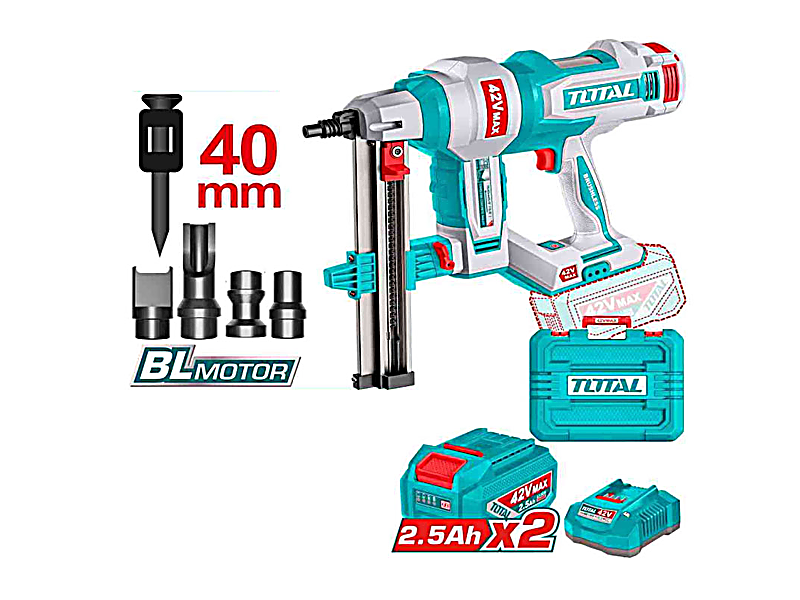 Máy bắn đinh dùng pin 42V Total (2 Pin 2.5Ah, 1 Sạc) (TCNLI420602)