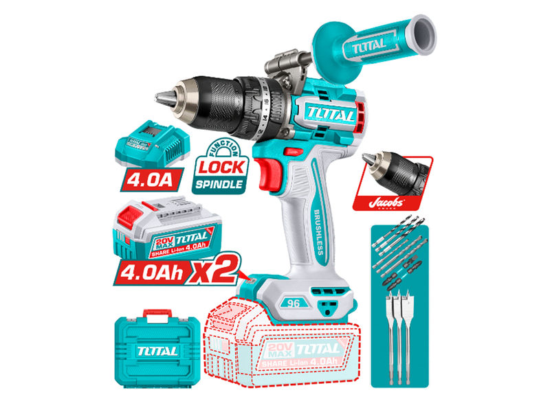 Máy khoan động lực 166 N.m dùng pin 20V Total TIDLI201668 (2 Pin 5.0Ah, 1 Sạc) - hình ảnh sản phẩm thực tế 1