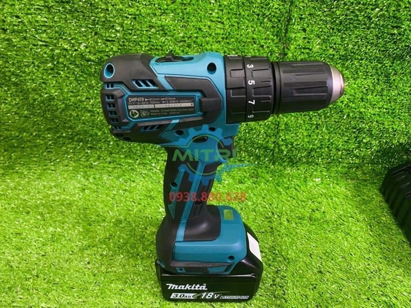 Máy Khoan Búa Vặn Vít Dùng Pin Makita DHP459Z Kèm 2 Pin 3.0Ah Và 1 Sạc Chính Hãng Tại Minh Triết - hình ảnh sản phẩm thực tế 2