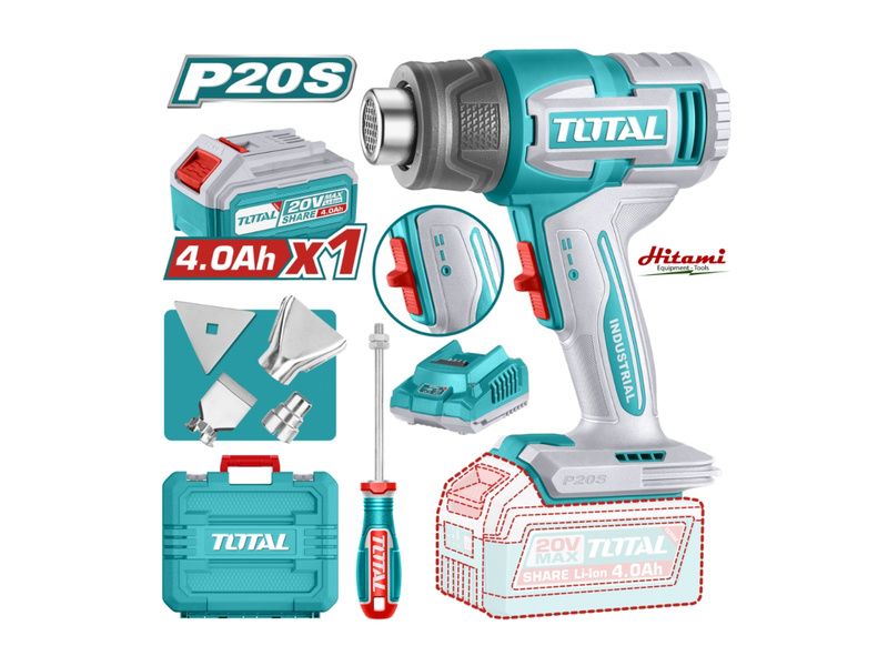 Máy thổi nóng dùng pin 20V Total TBLI20065 (1 Pin 4.0Ah, 1 Sạc) - hình ảnh sản phẩm thực tế 1