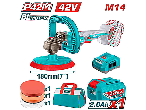 180mm Máy đánh bóng dùng pin 42V Total (1 Pin 2.0Ah, 1 Sạc) (TAPLI42181)