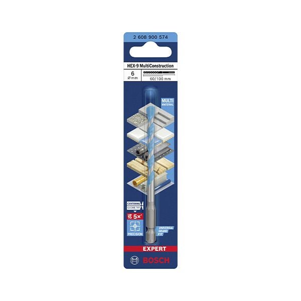 Mũi khoan đa năng Hex-9 (6x60x100) Bosch 2608900574 - hình ảnh sản phẩm thực tế 1