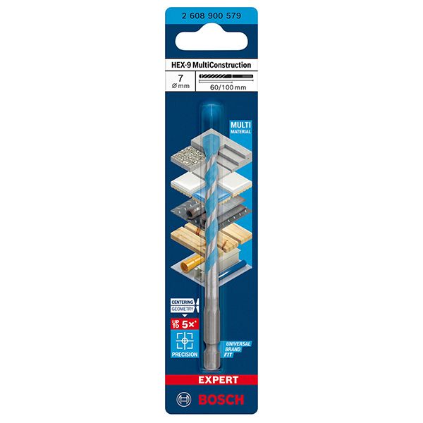 Mũi khoan đa năng Hex-9  (7x50x100mm) BOSCH 2608900579 - hình ảnh sản phẩm thực tế 1