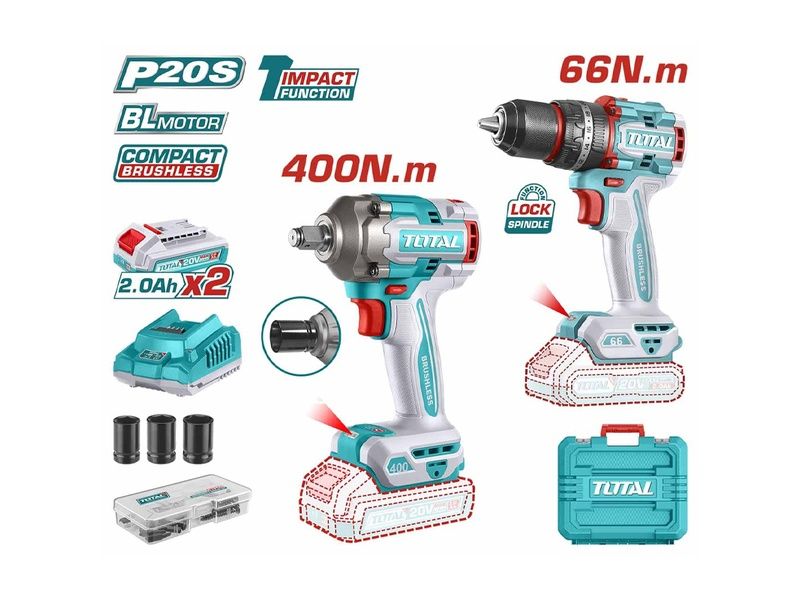Bộ máy khoan và máy vặn bu lông dùng pin 20V TCKLI20275 (2 Pin 2.0Ah, 1 Sạc) - hình ảnh sản phẩm thực tế 1