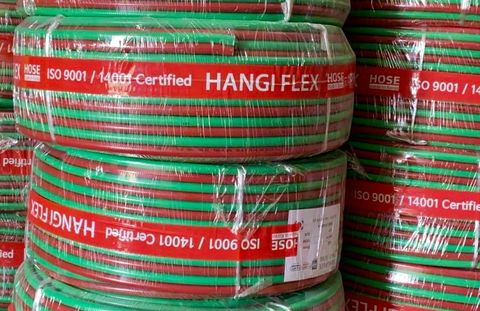 Ống hàn đôi Hangiflex 8 x 13.5mm cuộn 100m màu đỏ xanh xuất xứ Hàn Quốc – dùng cho hệ hàn oxy gas