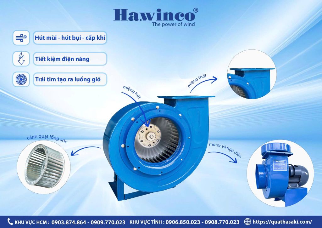 Quạt Hút Ly Tâm Ha.winco HF 2.5A 0.75kW 220V Công Nghiệp - hình ảnh sản phẩm thực tế 4
