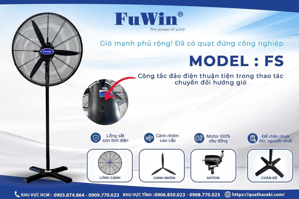 Quạt Công Nghiệp Đứng FuWin FS 500 127W Chính Hãng - hình ảnh sản phẩm thực tế 2
