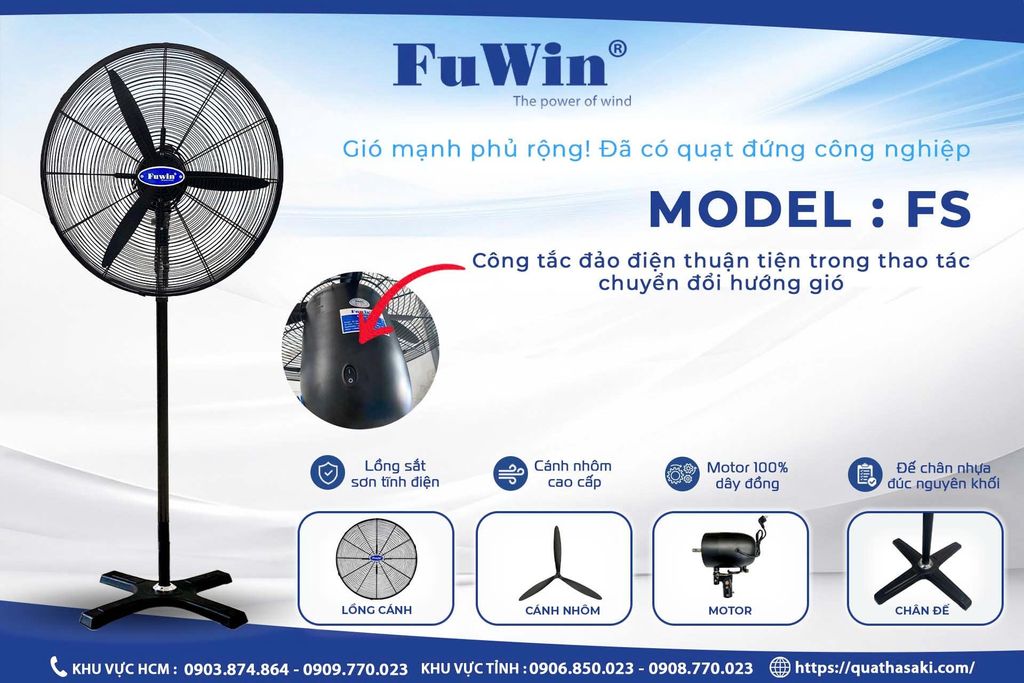 Quạt Công Nghiệp Đứng FuWin FS 750 162W Chính Hãng - hình ảnh sản phẩm thực tế 2