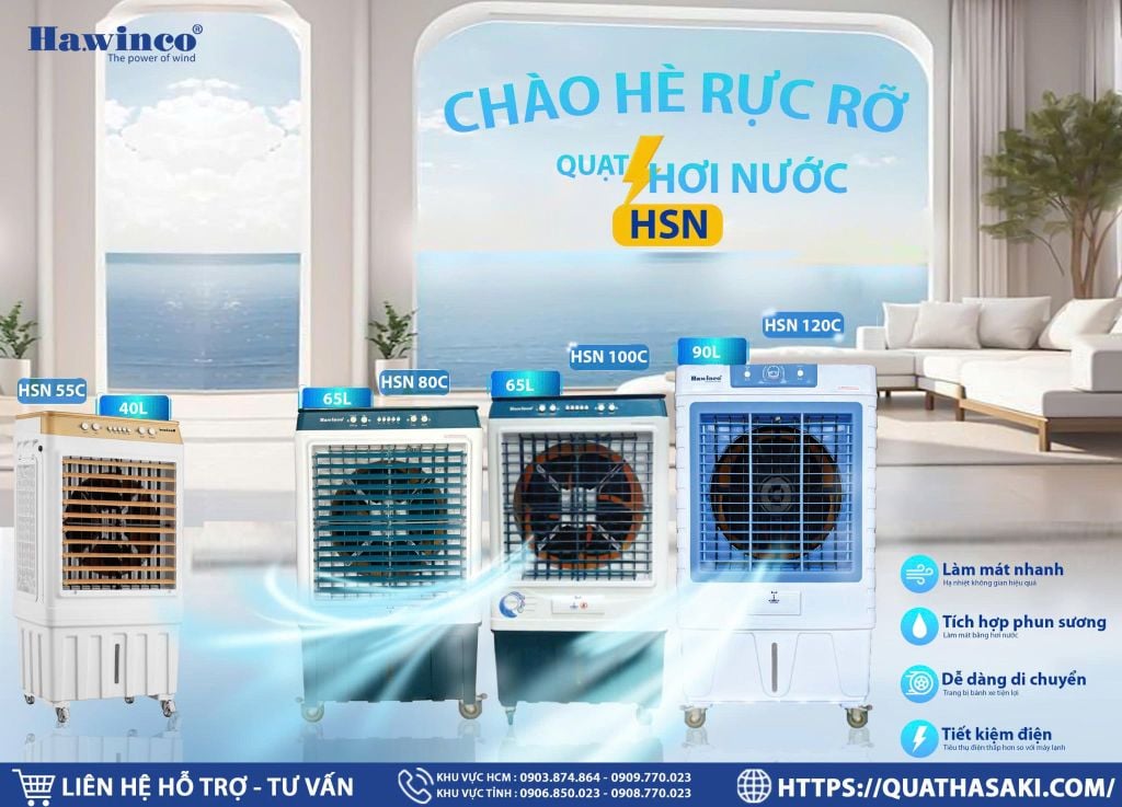 QUẠT LÀM MÁT HƠI NƯỚC HAWIN HSN 80C - hình ảnh sản phẩm thực tế 2