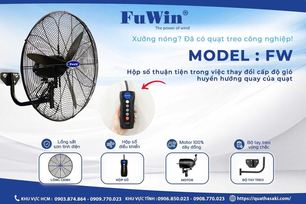 Quạt Công Nghiệp Treo FuWin FW 750 162W Chính Hãng - hình ảnh sản phẩm thực tế 2