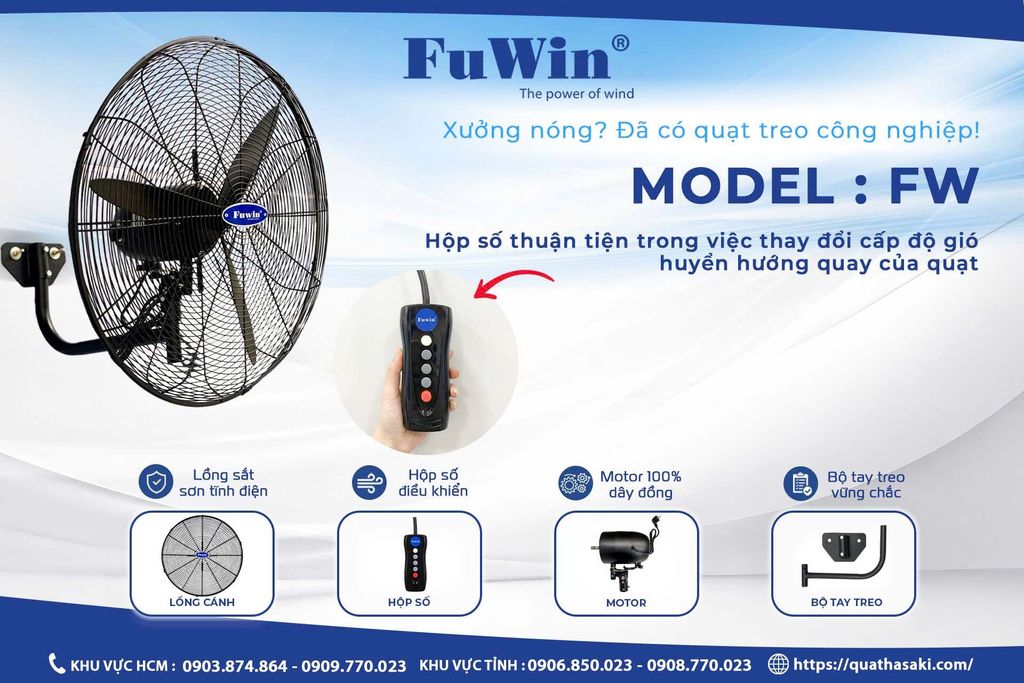 Quạt Công Nghiệp Treo FuWin FW 650 140W Chính Hãng - hình ảnh sản phẩm thực tế 2